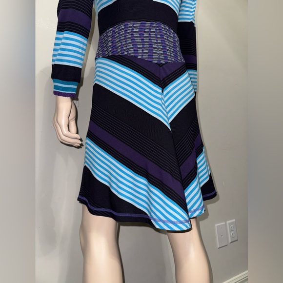 Anna Sui Mod Stripe Turtleneck Dress M - Picture 8 of 10